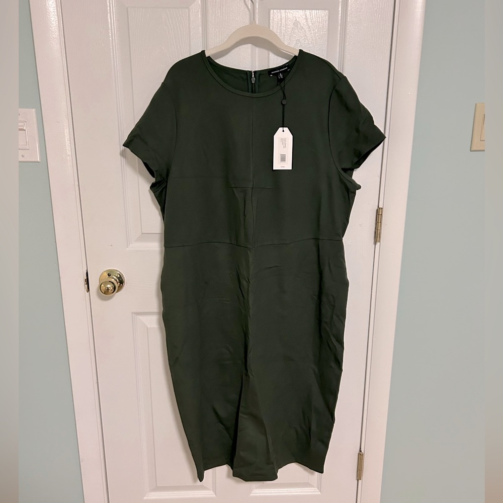 Universal Standard green ponte front seam dress